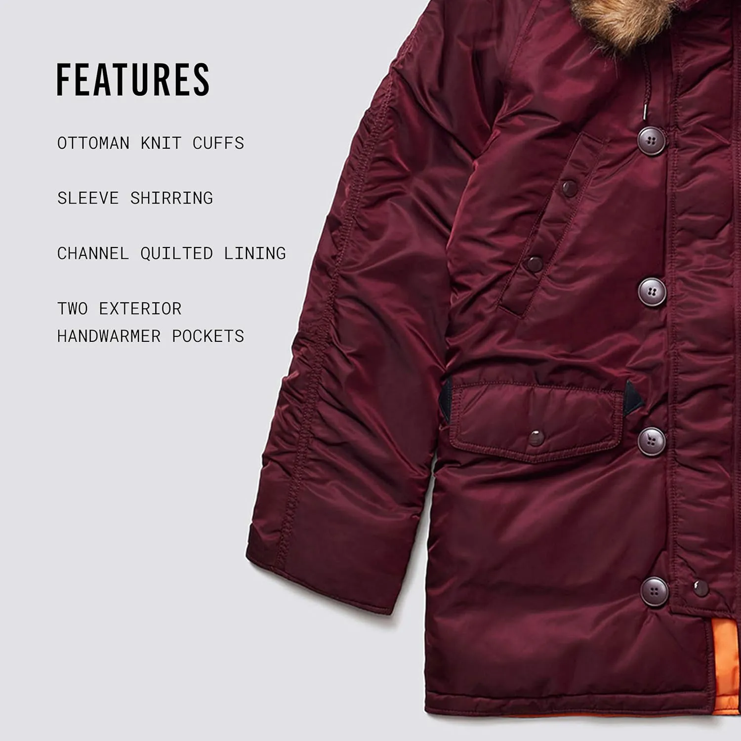 Alpha Industries N-3B Slim Fit Parka - Cold Weather Military Issue Parka
