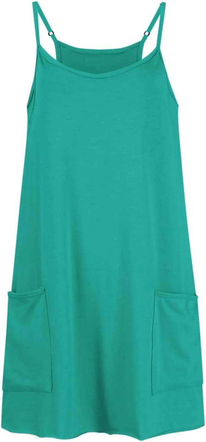 Athletic Dress for Women Casual Sleeveless Spaghetti Strap Sundress Workout Short Tennis Dress with Pockets