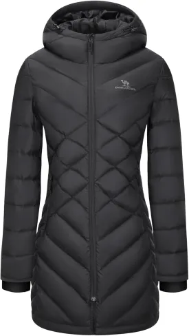 CAMELSPORTS Women's Down Jacket Hooded Windproof Puffer Coat Packable Warm Winter Jacket Lightweight Ladies Parka
