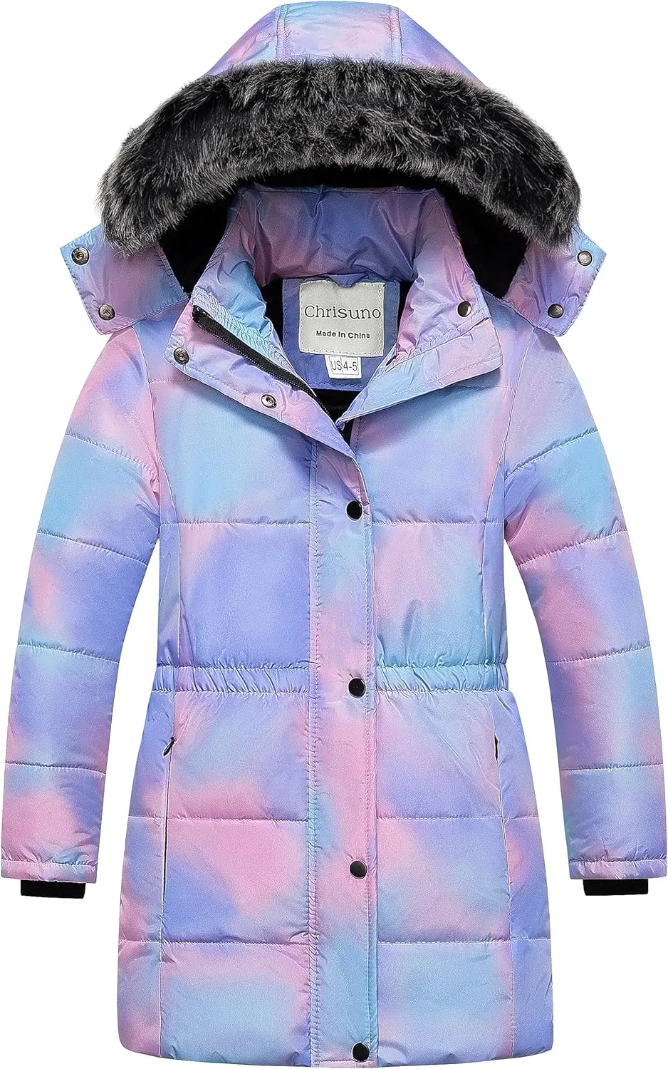 Chrisuno Girl's Long Parka Warm Winter Coat Water Resistant Quilted Puffer Jacket Snow Outwear
