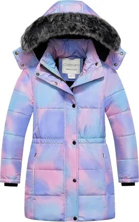 Chrisuno Girl's Long Parka Warm Winter Coat Water Resistant Quilted Puffer Jacket Snow Outwear