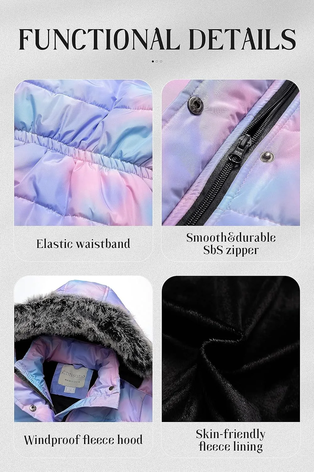 Chrisuno Girl's Long Parka Warm Winter Coat Water Resistant Quilted Puffer Jacket Snow Outwear