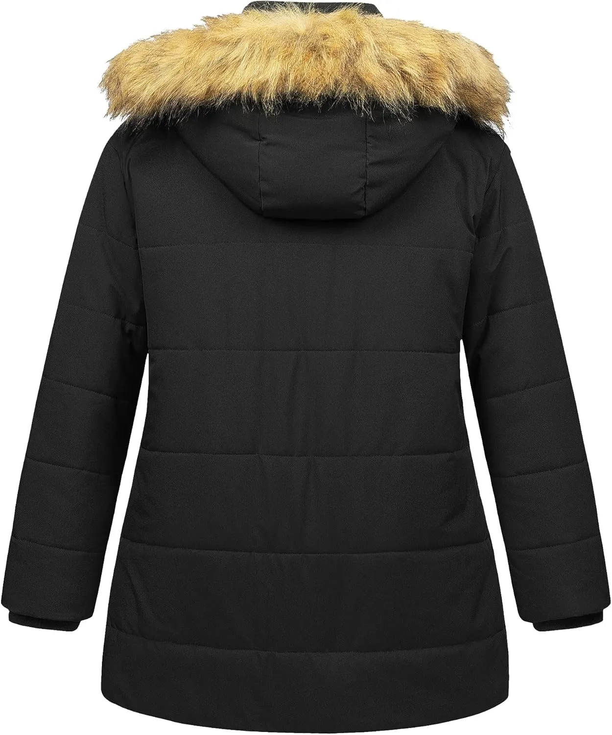 Chrisuno Women's Plus Size Winter Coat Waterproof Long Puffer Jacket Warm Thicken Parka with Removable Fur Hood