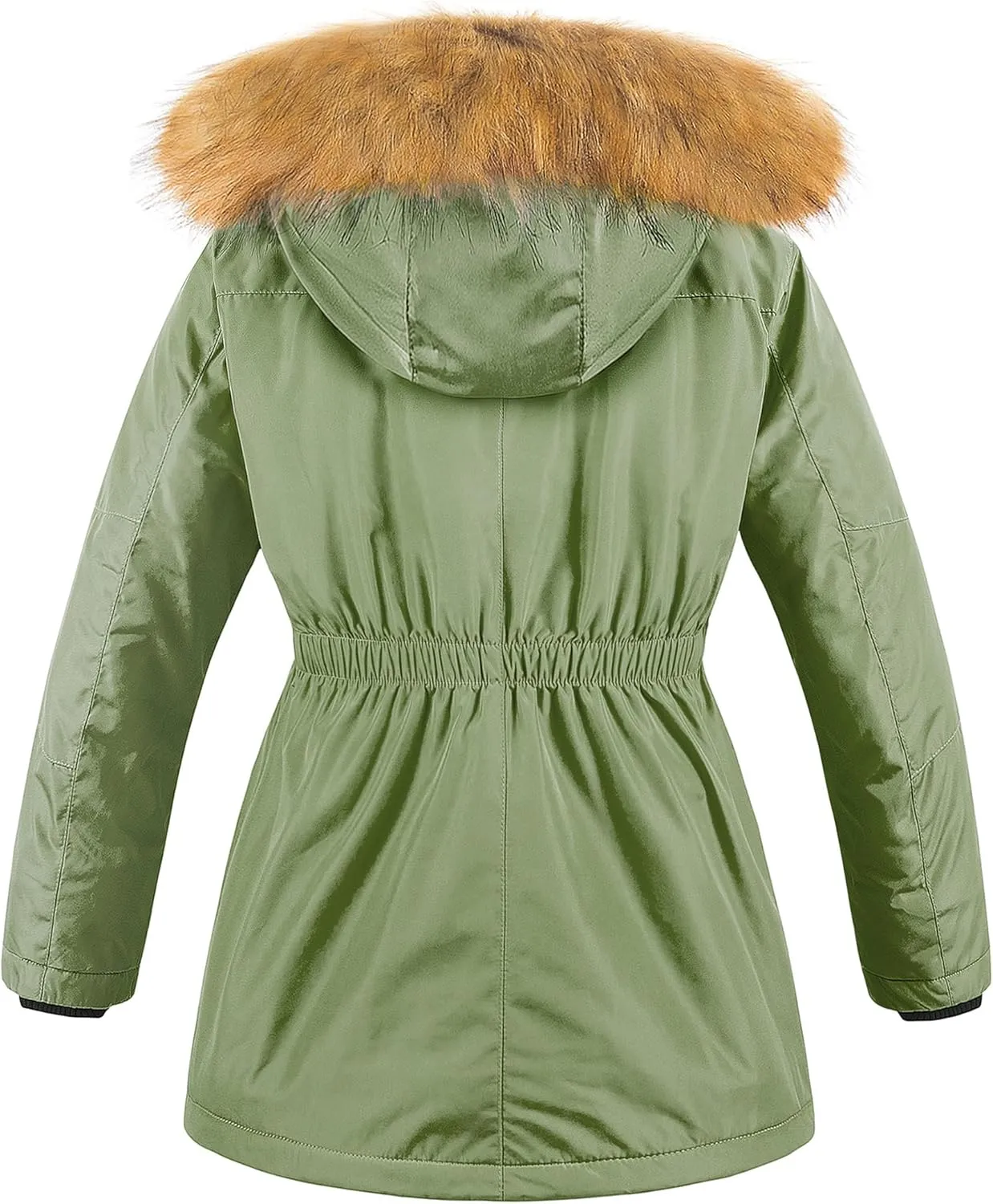 CREATMO US Girl's Long Winter Warm Parka Sherpa Trimmed Collar Puffer Ski Jacket Coat