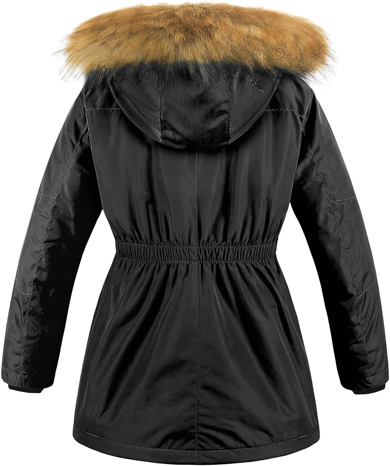 CREATMO US Girl's Long Winter Warm Parka Sherpa Trimmed Collar Puffer Ski Jacket Coat