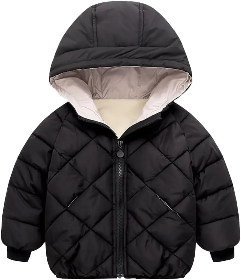 DINGDONG'S CLOSET Kid Boys' Girls' Winter Hooded Fleece Padded Parka Puffer Jacket