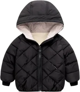 DINGDONG'S CLOSET Kid Boys' Girls' Winter Hooded Fleece Padded Parka Puffer Jacket