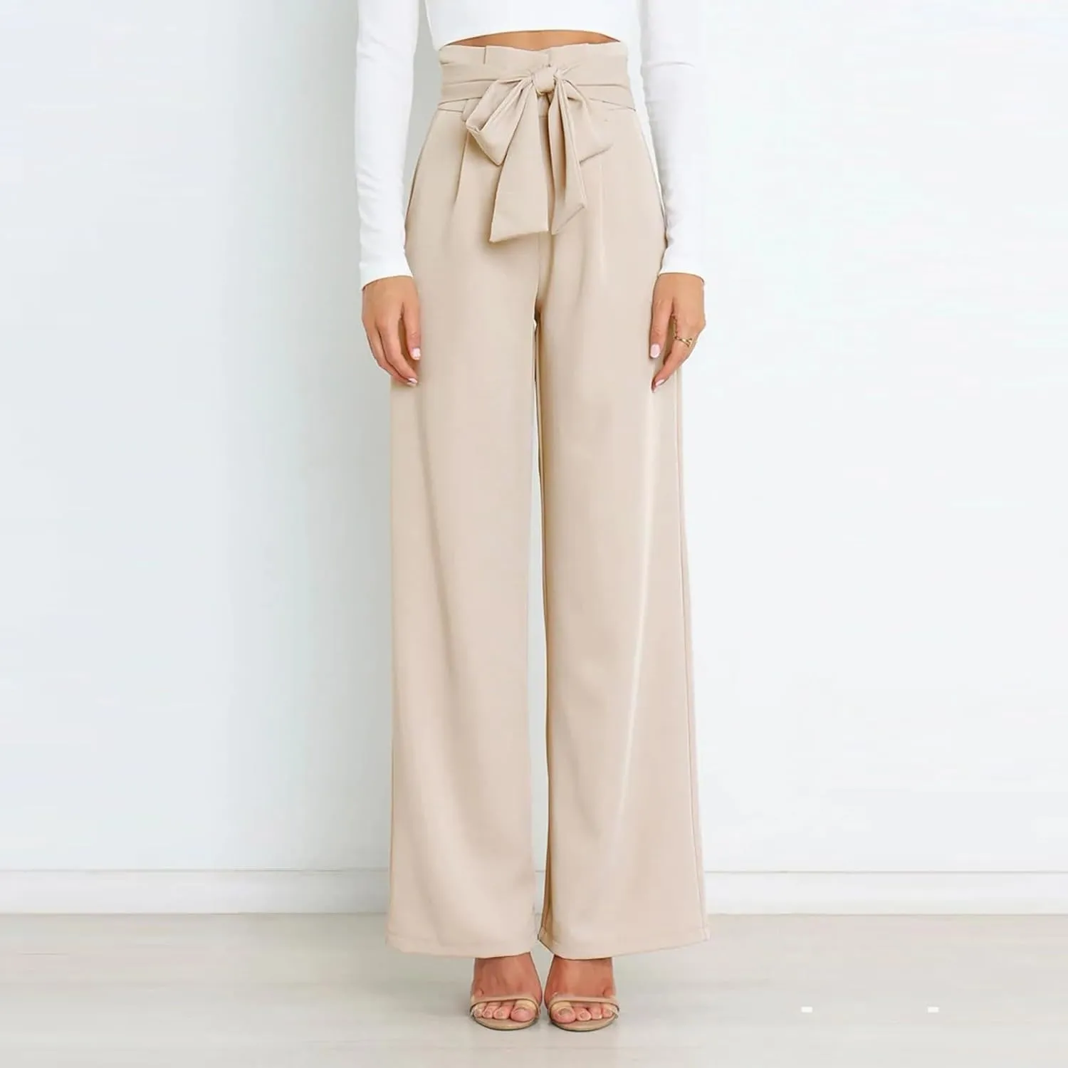 Dress Pants Women High Waisted Straight Leg Wide Leg Dress Pants Business Casual Trousers With Removable Belt Pant
