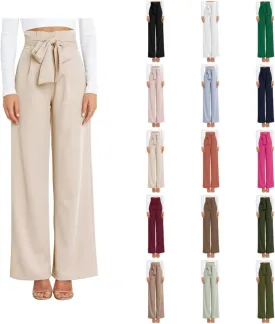 Dress Pants Women High Waisted Straight Leg Wide Leg Dress Pants Business Casual Trousers With Removable Belt Pant