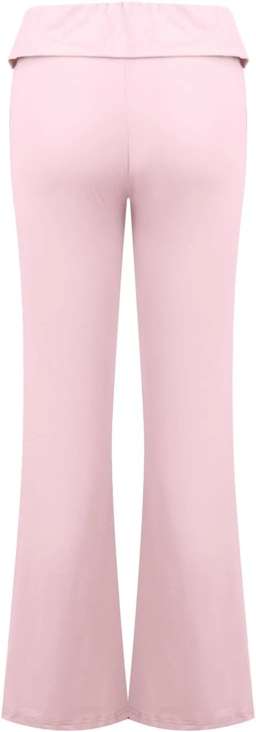 fanmpghleoo Flare Yoga Pants for Women Low Rise Foldover Flare Leggings Stretchy Fold Over Yoga Pants Gym Workout Leggings