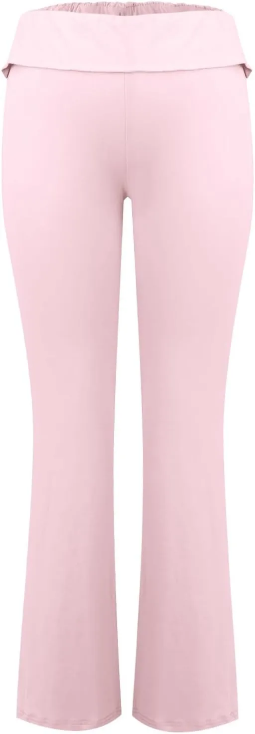 fanmpghleoo Flare Yoga Pants for Women Low Rise Foldover Flare Leggings Stretchy Fold Over Yoga Pants Gym Workout Leggings