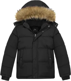 FARVALUE Boys Water Resistant Winter Coat Warm Quilted Puffer Jacket Hooded Parka Thicken Down Jacket for Boys