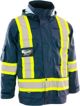Forcefield 4-in-1 Hi-Vis Safety Parka Removable Bomber Jacket Reflective Tape Ripstop Fabric Water & Windproof Mesh-Lined