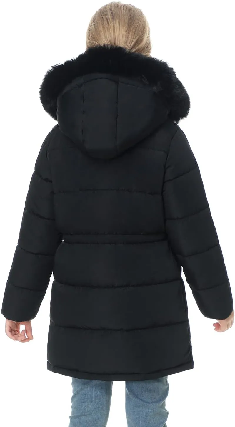 Girl's Winter Long Coat Parka Kids Warm Hooded Puffer Jacket Long-lasting