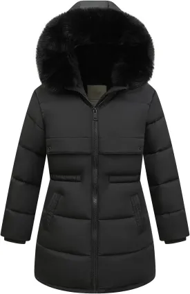 Girl's Winter Long Coat Parka Kids Warm Hooded Puffer Jacket Long-lasting