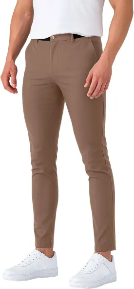 Golf Joggers Pants Men Petite Stretchy Slim Fit Dress Pants Quick Dry Elastic Waist Pull On Work Pants with Pockets