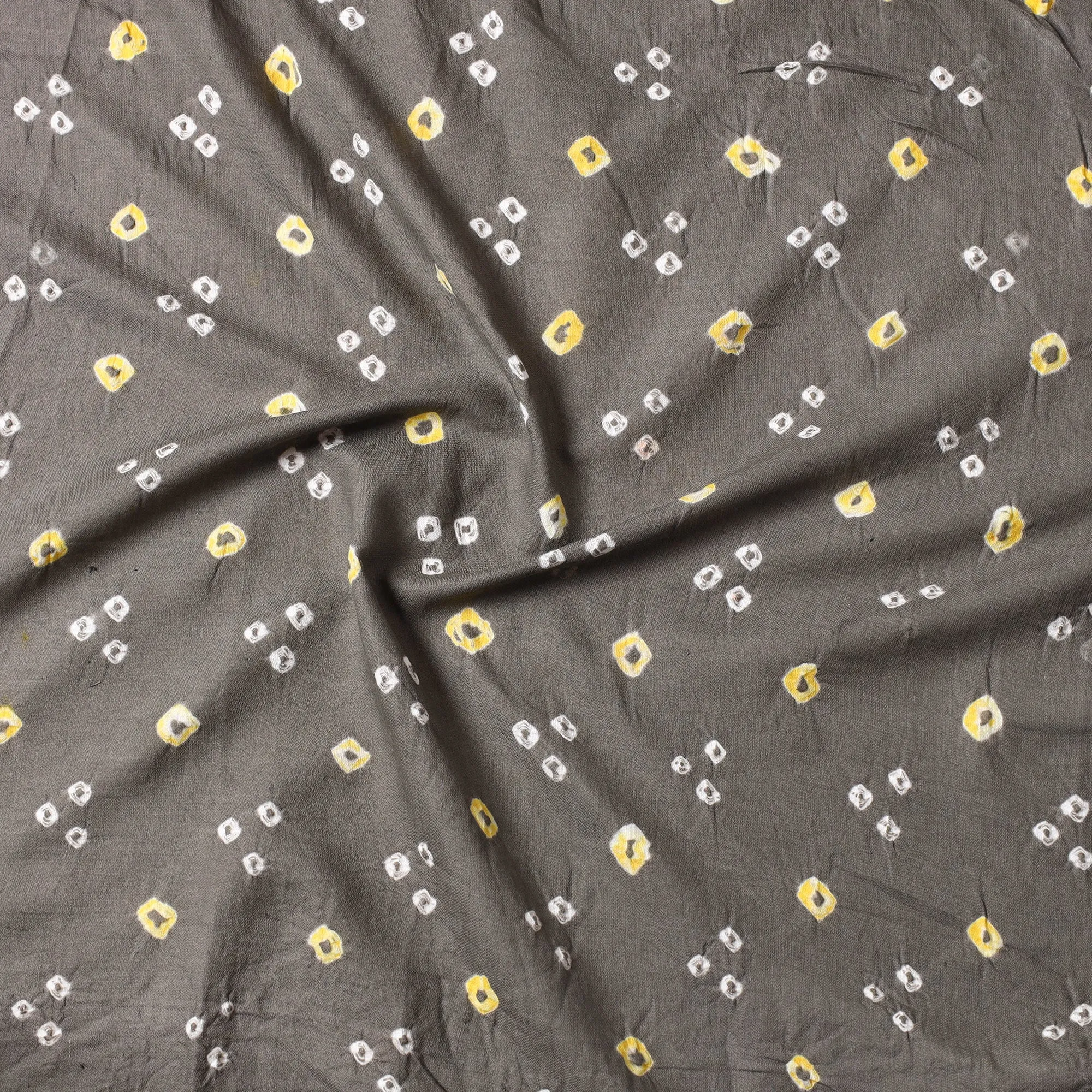 Grey - Kutch Bandhani Tie-Dye Mul Cotton Precut Fabric (1.3 meter) 33