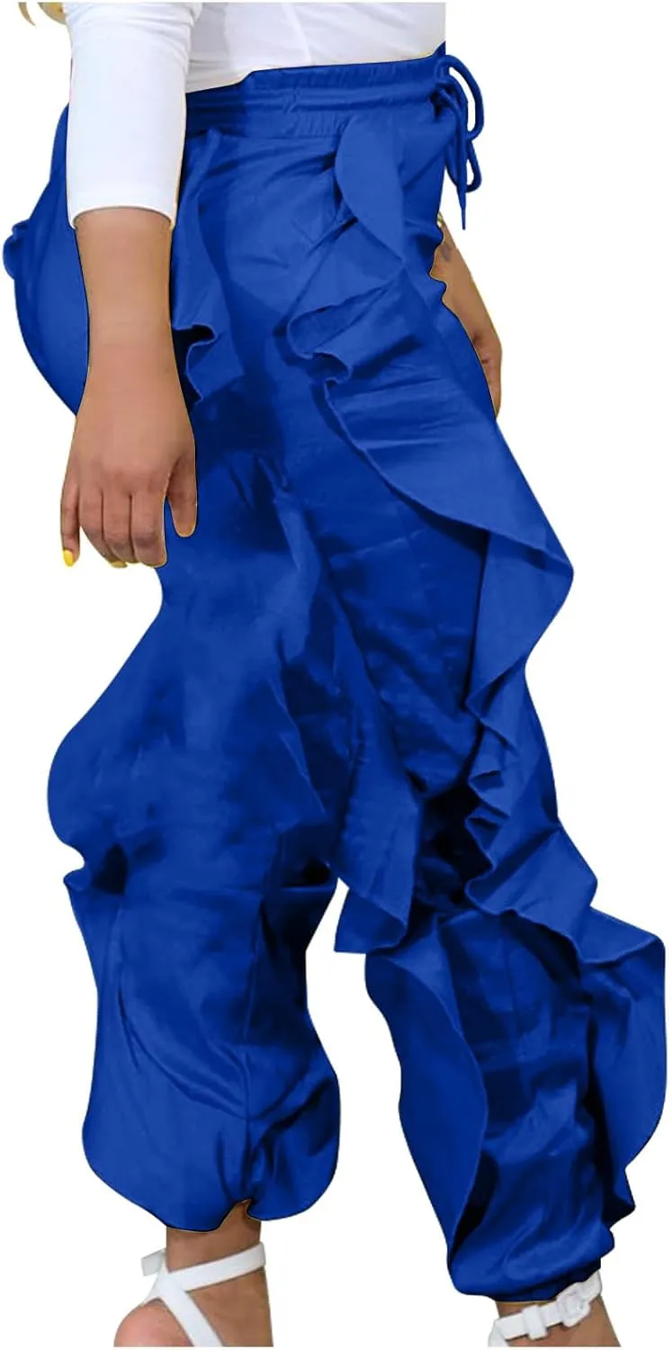 hlysgo Fringe Pants for Women Trousers Slim Fit Solid Color High Waisted Yoga Pants Sweatpants for Women Y2K Streetwear