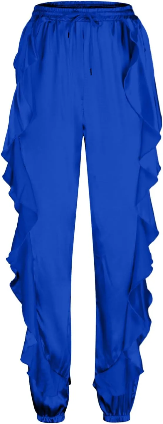 hlysgo Fringe Pants for Women Trousers Slim Fit Solid Color High Waisted Yoga Pants Sweatpants for Women Y2K Streetwear