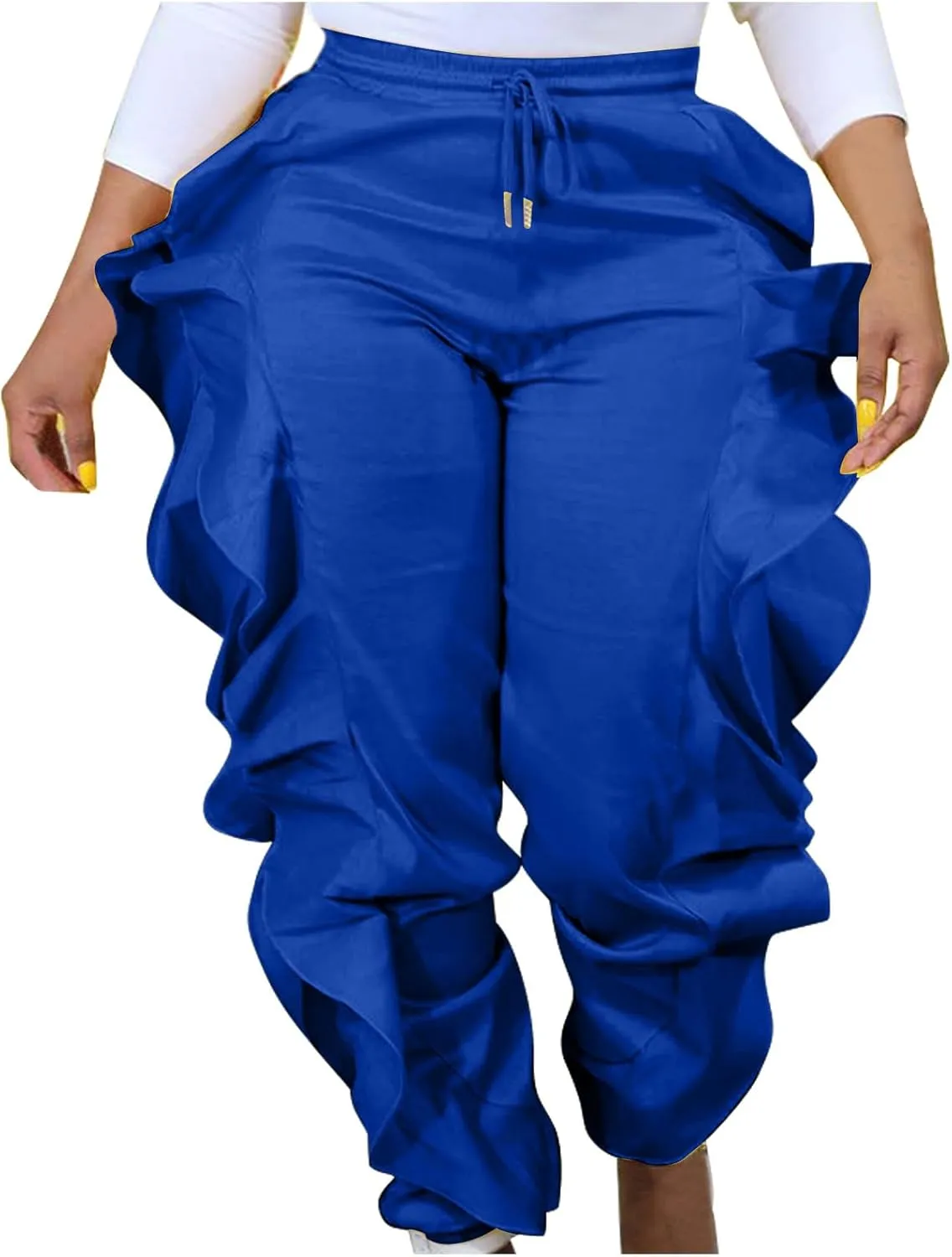 hlysgo Fringe Pants for Women Trousers Slim Fit Solid Color High Waisted Yoga Pants Sweatpants for Women Y2K Streetwear