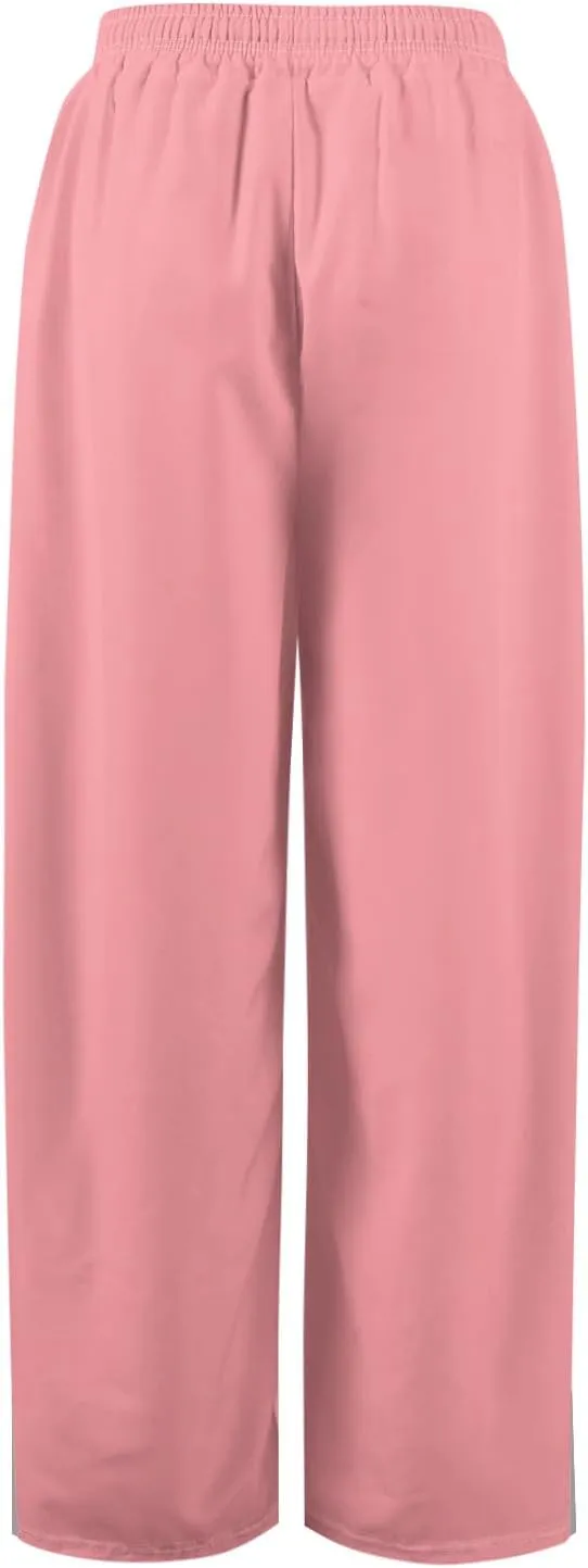 HXHYQKP Wide Leg Pants for Women Summer Beach Palazzo Pants High Elastic Waist Drawstring Trouser with Pockets