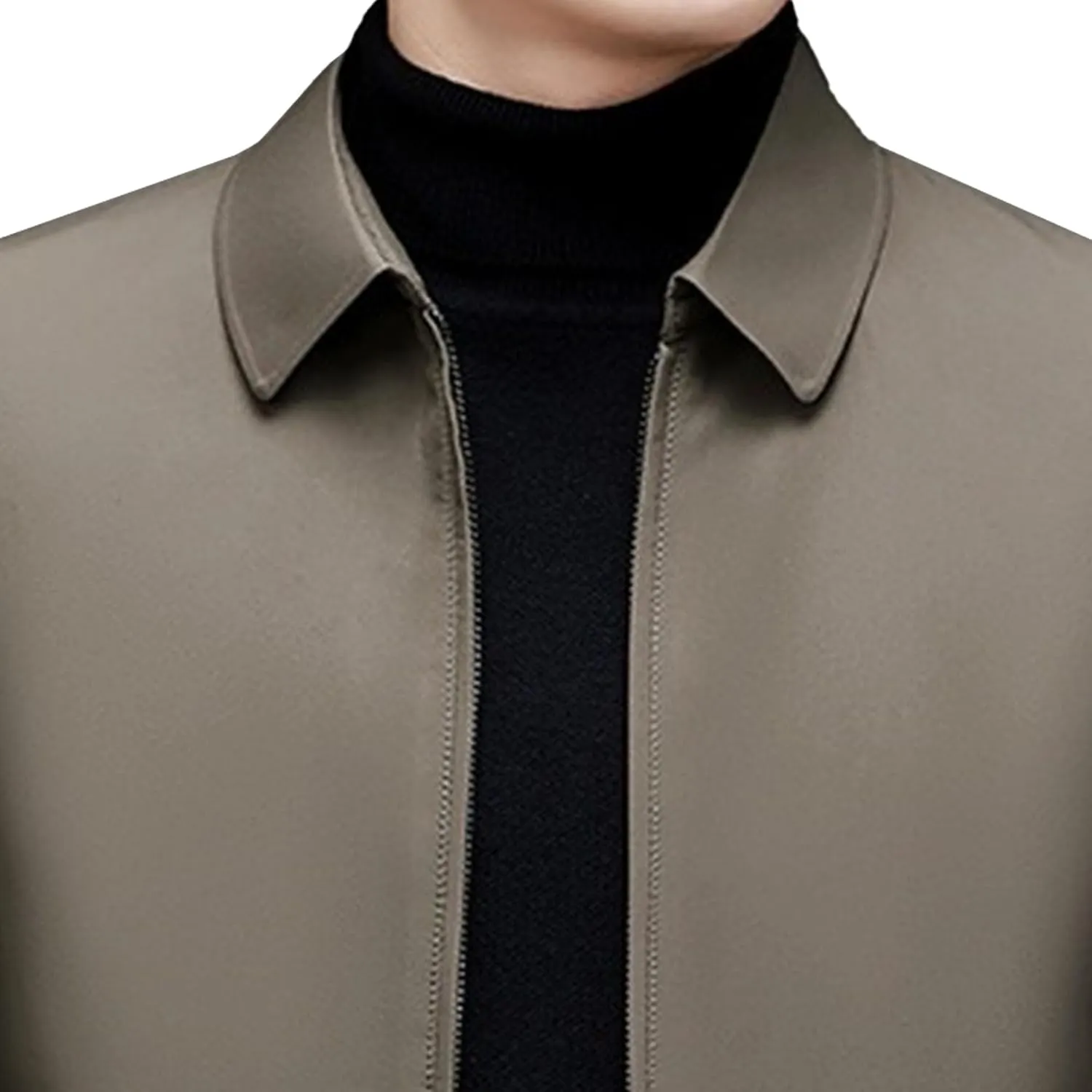 JEKE-DG Men's Lapel Thicken Winter Down Jackets Slim Fit Solid Waterproof Puffer Coats Cotton Full Zip Classic Quilted Coat