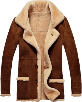 JEShifangjiusu Men'S Winter Long Sleeve Leather Coat Fleece Lined Parka Jacket Thicken Warm Fur Coat Outerwear With Pockets
