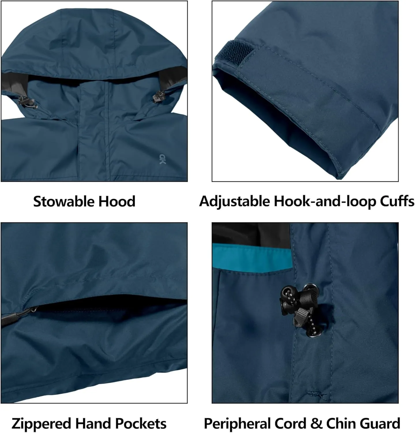 Little Donkey Andy Men's Long Waterproof Rain Jacket with Hood Lightweight Rain Shell for Hiking,Golf,Travel