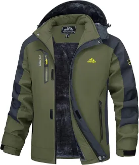 MAGCOMSEN Men's Winter Coats Water Resistant Ski Snow Jacket Warm Fleece Parka Raincoats with Multi-Pockets