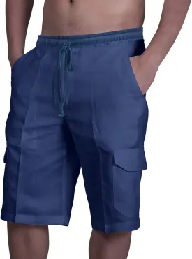 Mens Hiking Cargo Shorts 2025 Lightweight Casual Cotton Linen Pant Elastic Waist Drawstring Summer Relaxed Fit Short