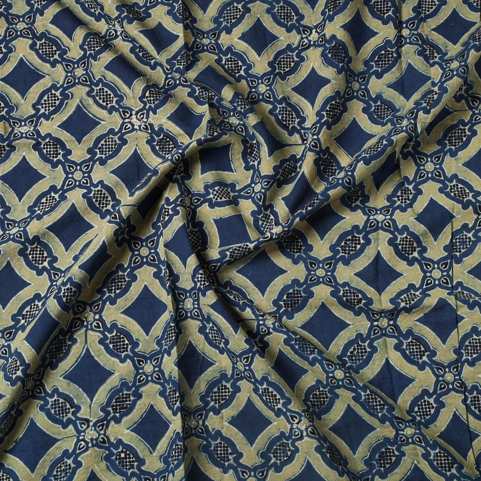 Multicolor - Ajrakh Block Printed Cotton Precut Fabric (1 meter) 21