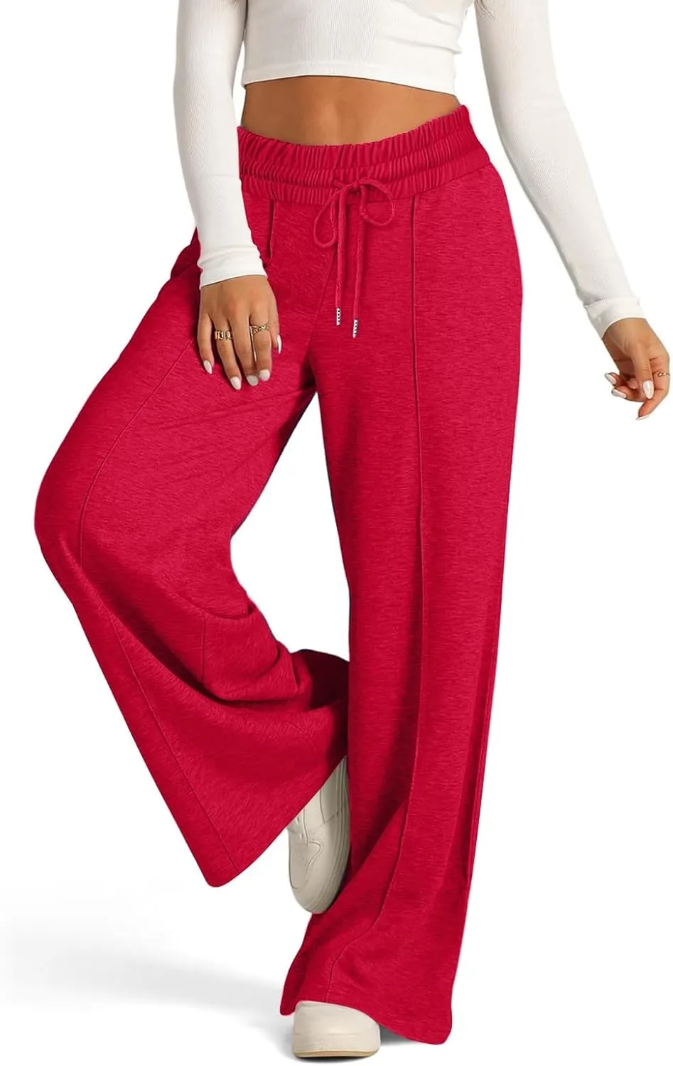 Oversized Wide Leg Sweatpants Women Elastic Drawstring Straight Leg Sweatpants Low Waisted Baggy Lounge Pants Pocket