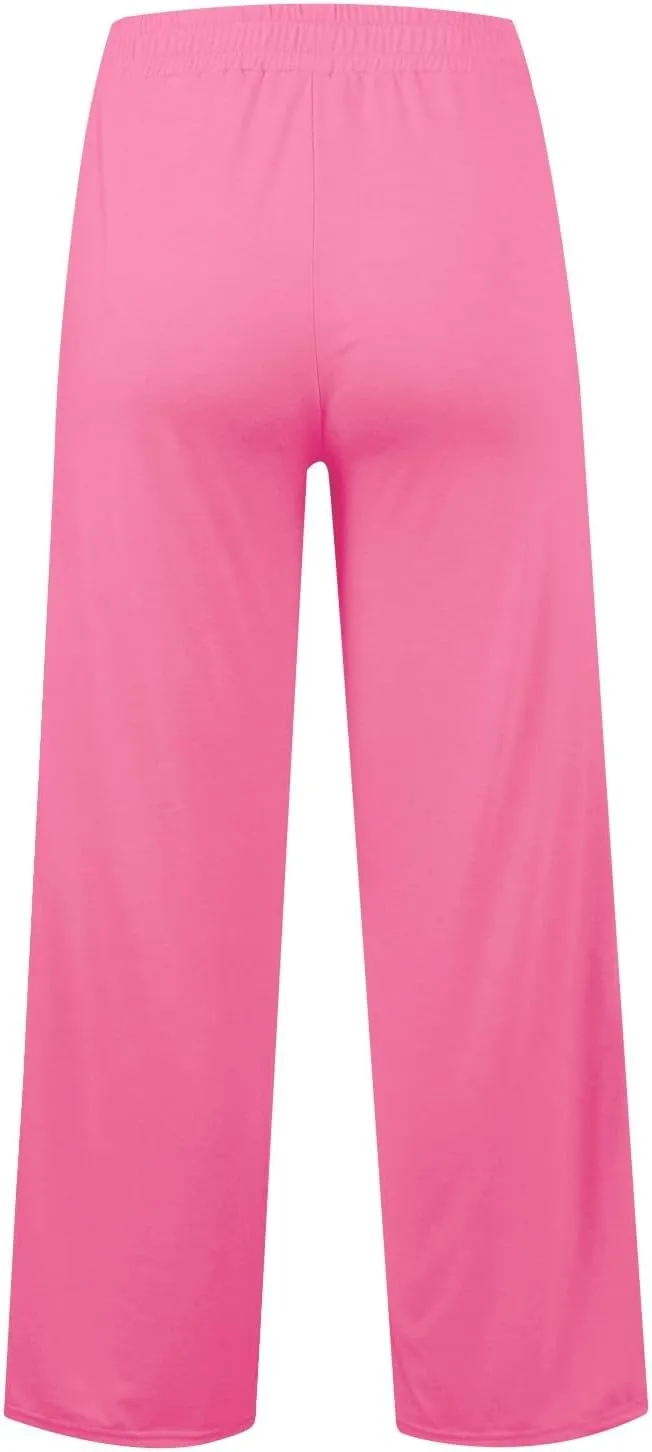Oversized Wide Leg Sweatpants Women Elastic Drawstring Straight Leg Sweatpants Low Waisted Baggy Lounge Pants Pocket