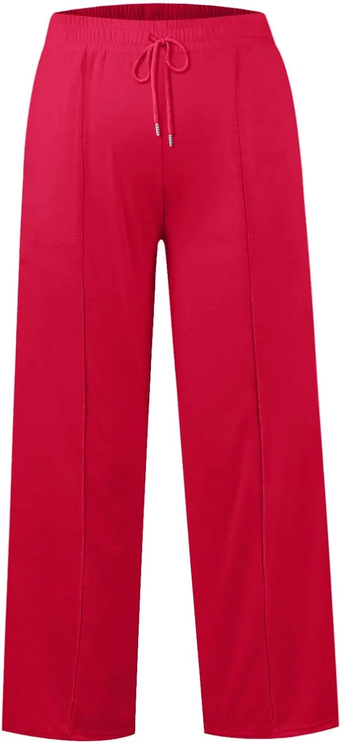 Oversized Wide Leg Sweatpants Women Elastic Drawstring Straight Leg Sweatpants Low Waisted Baggy Lounge Pants Pocket