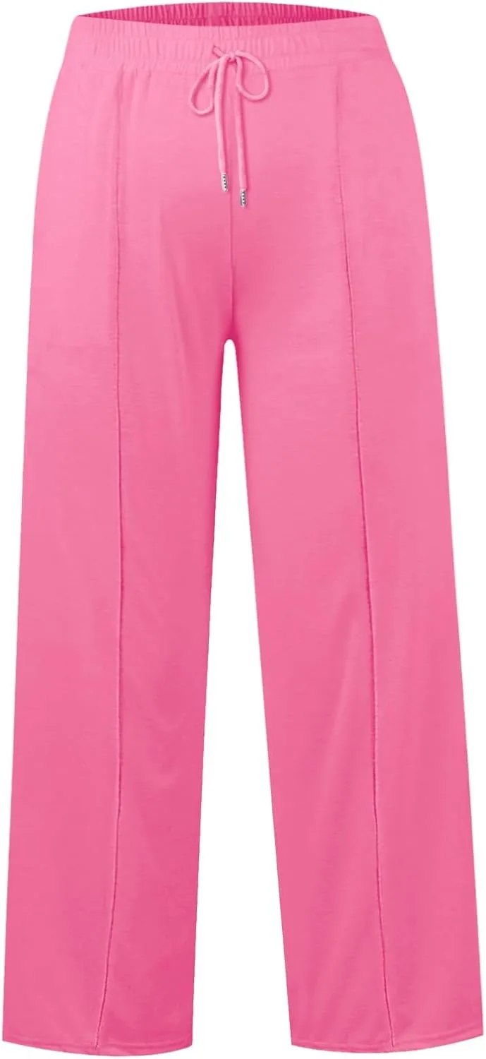 Oversized Wide Leg Sweatpants Women Elastic Drawstring Straight Leg Sweatpants Low Waisted Baggy Lounge Pants Pocket