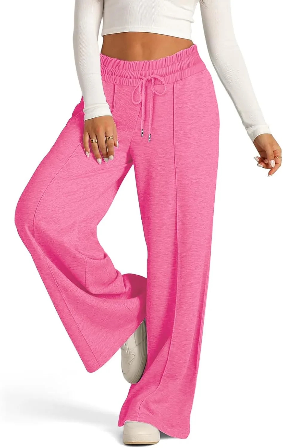 Oversized Wide Leg Sweatpants Women Elastic Drawstring Straight Leg Sweatpants Low Waisted Baggy Lounge Pants Pocket