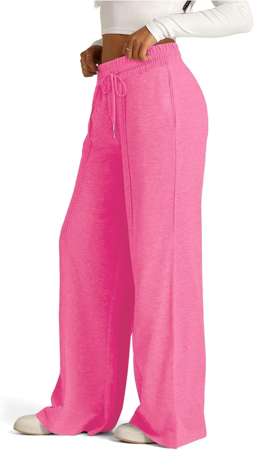 Oversized Wide Leg Sweatpants Women Elastic Drawstring Straight Leg Sweatpants Low Waisted Baggy Lounge Pants Pocket