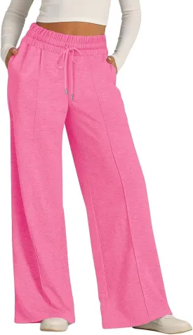 Oversized Wide Leg Sweatpants Women Elastic Drawstring Straight Leg Sweatpants Low Waisted Baggy Lounge Pants Pocket