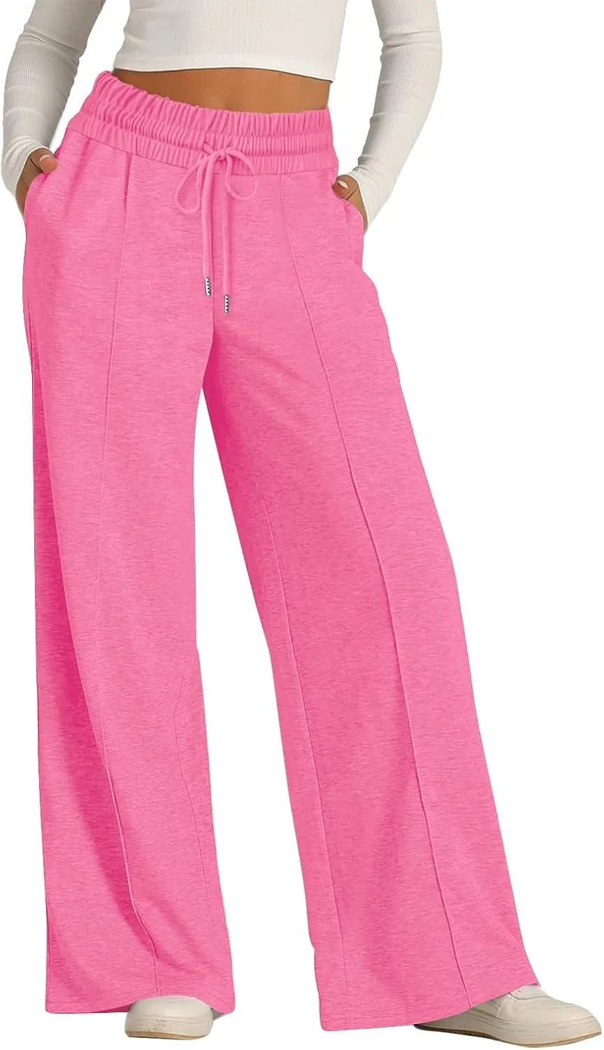 Oversized Wide Leg Sweatpants Women Elastic Drawstring Straight Leg Sweatpants Low Waisted Baggy Lounge Pants Pocket
