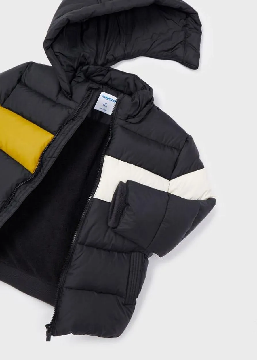 Parka Graphite Hooded Cream & Yellow Stripe | Mayoral