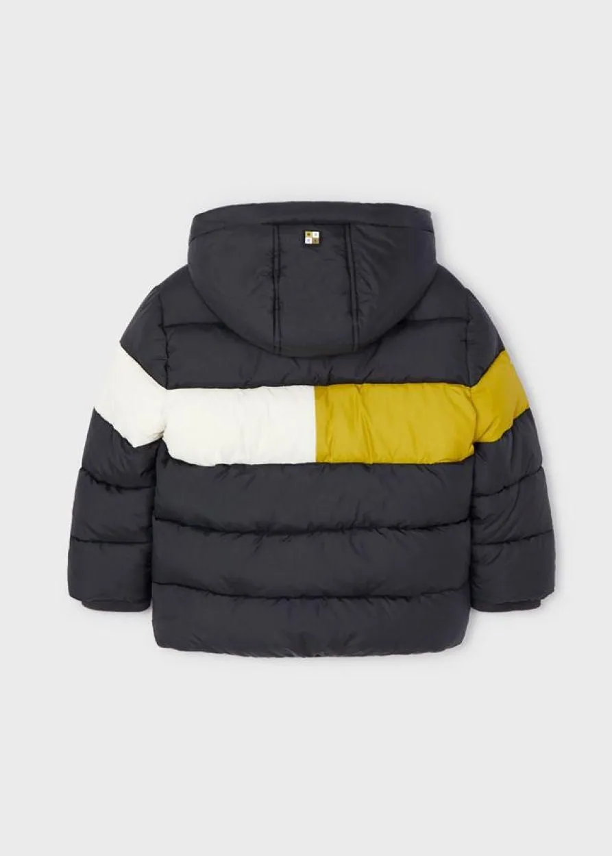 Parka Graphite Hooded Cream & Yellow Stripe | Mayoral