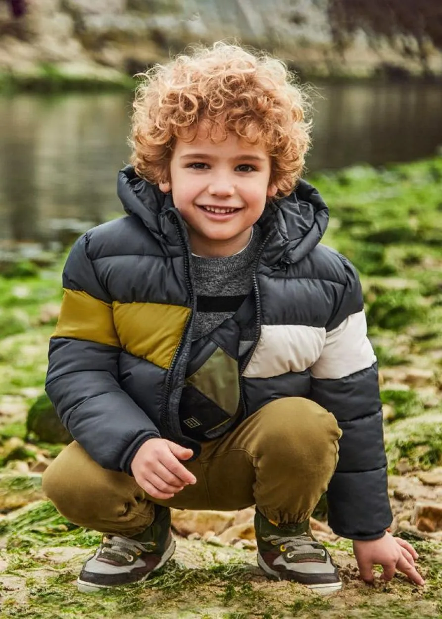 Parka Graphite Hooded Cream & Yellow Stripe | Mayoral