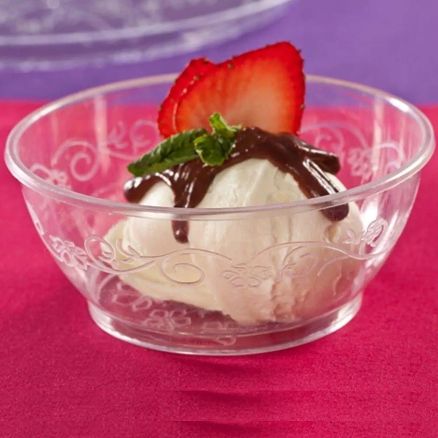 "BULK" Hanna K. Signature D'Vine Heavy Weight Plastic Bowl Clear 6 oz