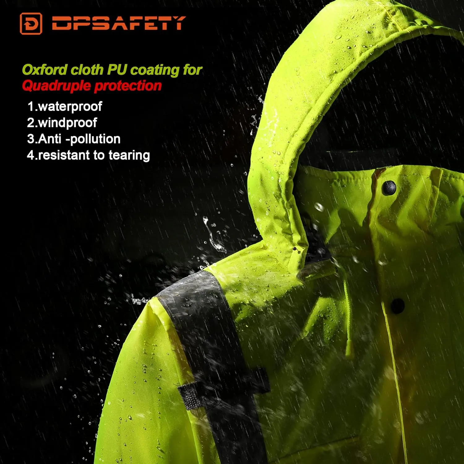 Reflective Jacket - High Visibility Waterproof Parka with Removable Hood and Zipper, Conforms ANSI Class 3 (Lime, 5XL)