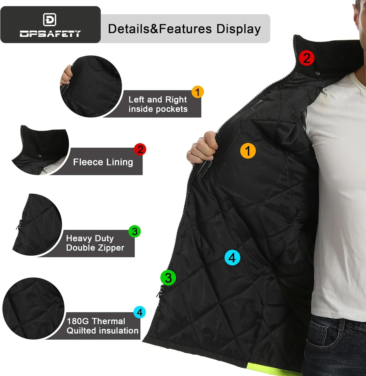 Reflective Jacket - High Visibility Waterproof Parka with Removable Hood and Zipper, Conforms ANSI Class 3 (Lime, 5XL)