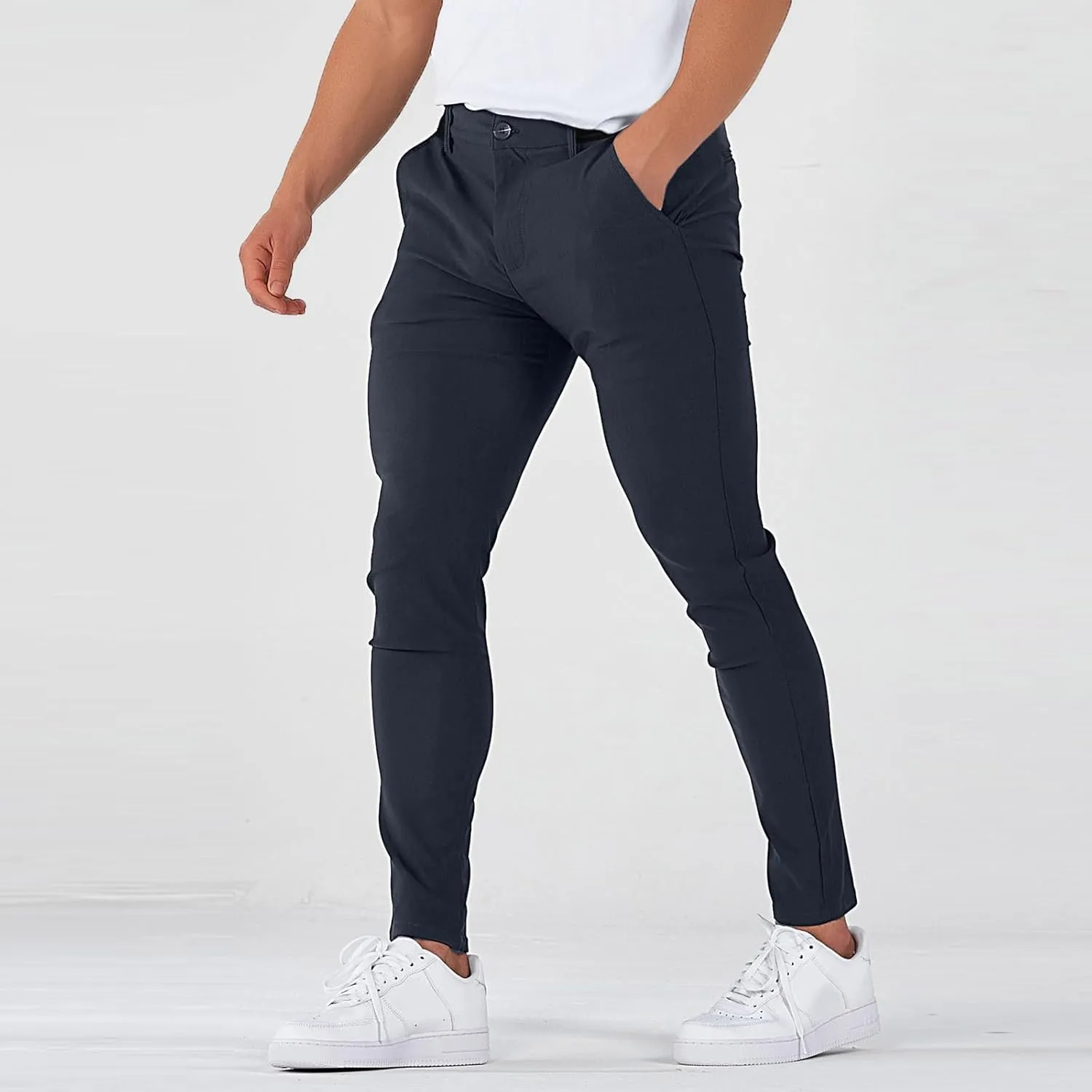 Slim Fit Dress Pants for Men Stretchy Straight Fit Work Pants Mencomfy Tapered Pencil Golf Jogger Pants with Pockets
