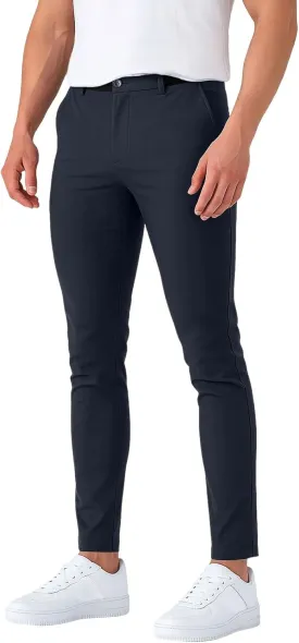 Slim Fit Dress Pants for Men Stretchy Straight Fit Work Pants Mencomfy Tapered Pencil Golf Jogger Pants with Pockets