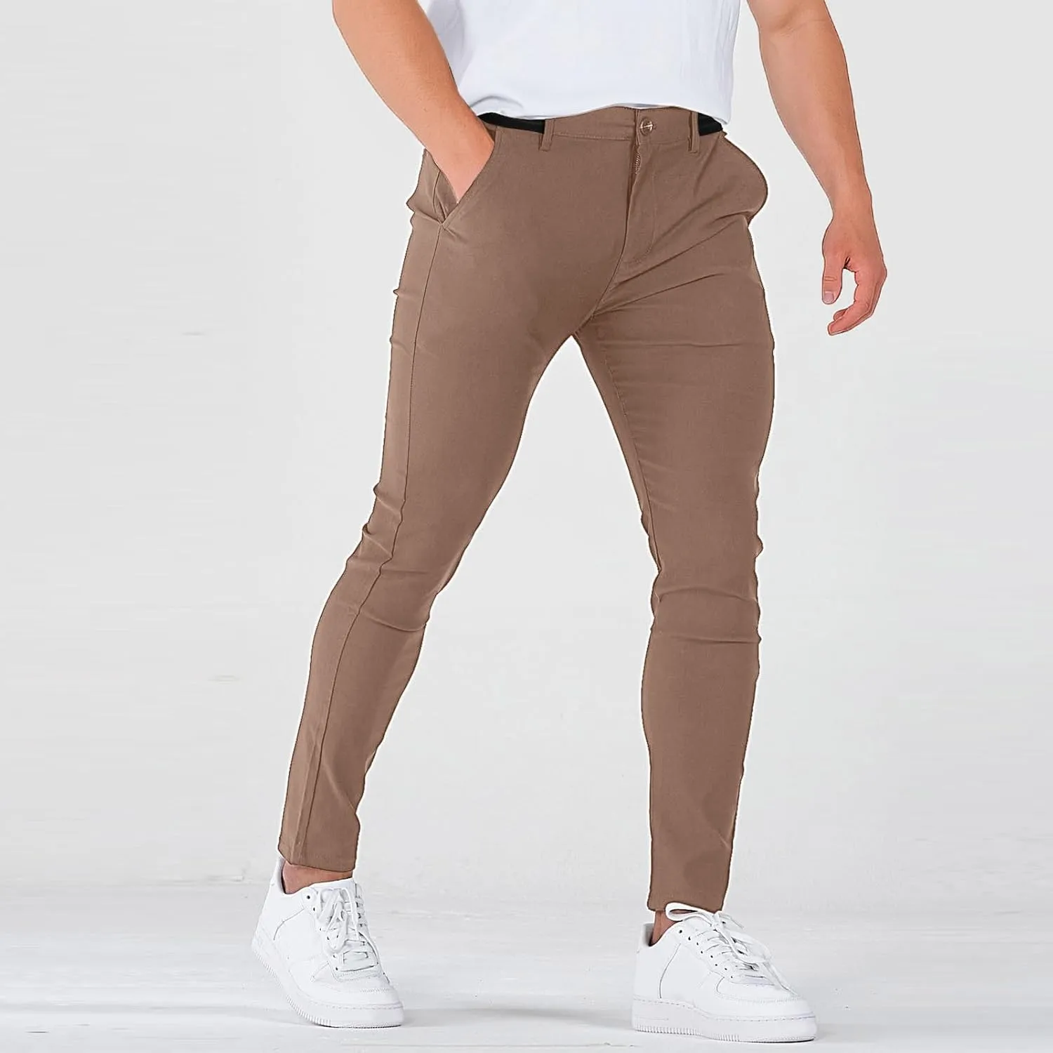 Slim Fit Dress Pants for Men Stretchy Straight Fit Work Pants Mencomfy Tapered Pencil Golf Jogger Pants with Pockets