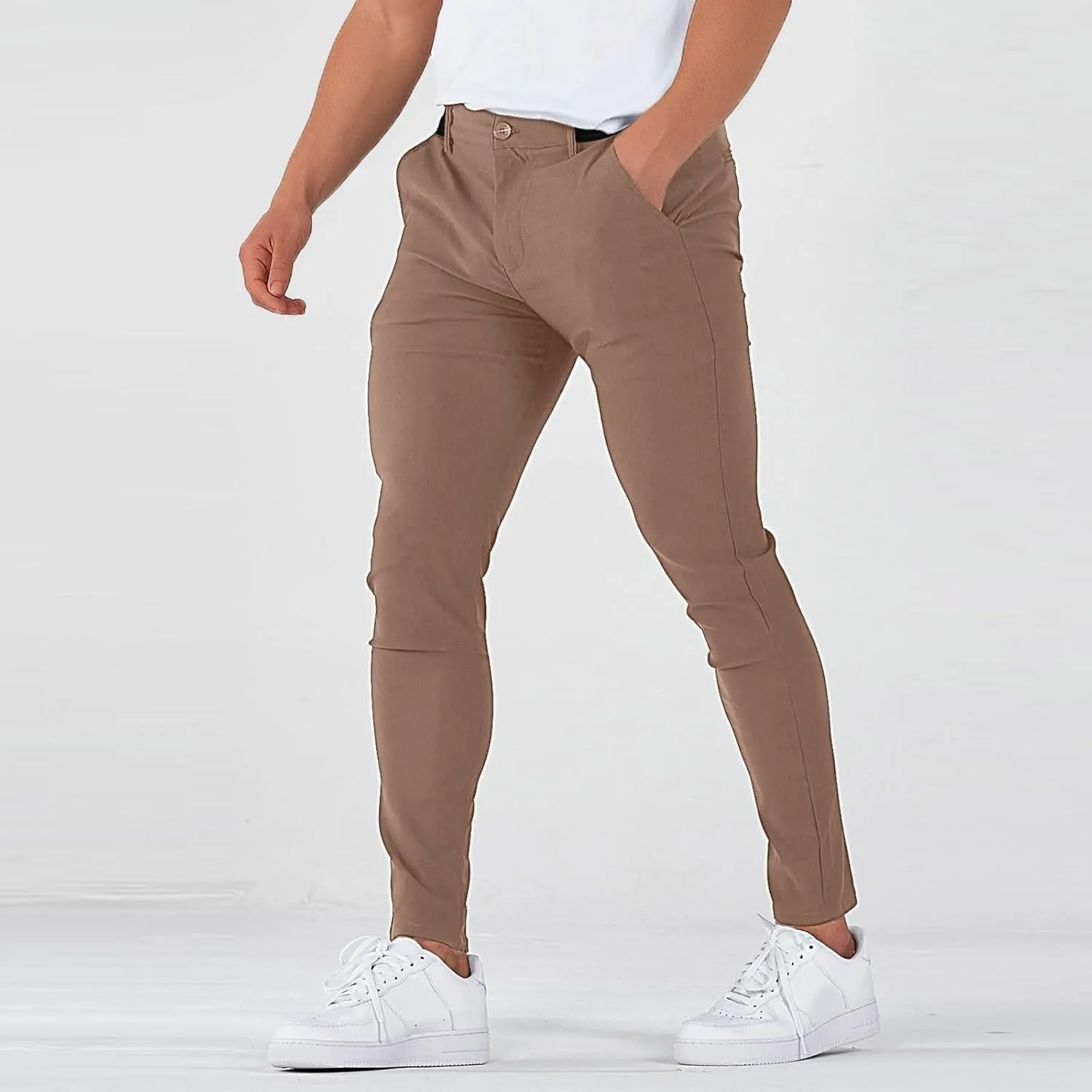 Slim Fit Dress Pants for Men Stretchy Straight Fit Work Pants Mencomfy Tapered Pencil Golf Jogger Pants with Pockets