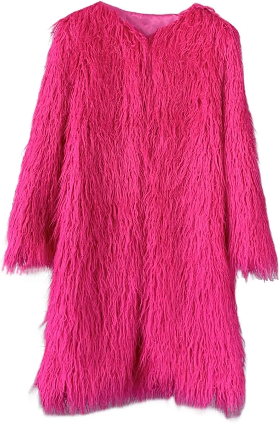Women's Fluffy Faux Fur Long Jacket Overcoat Winter Spring Warm Outwear Parka Coat Outwear